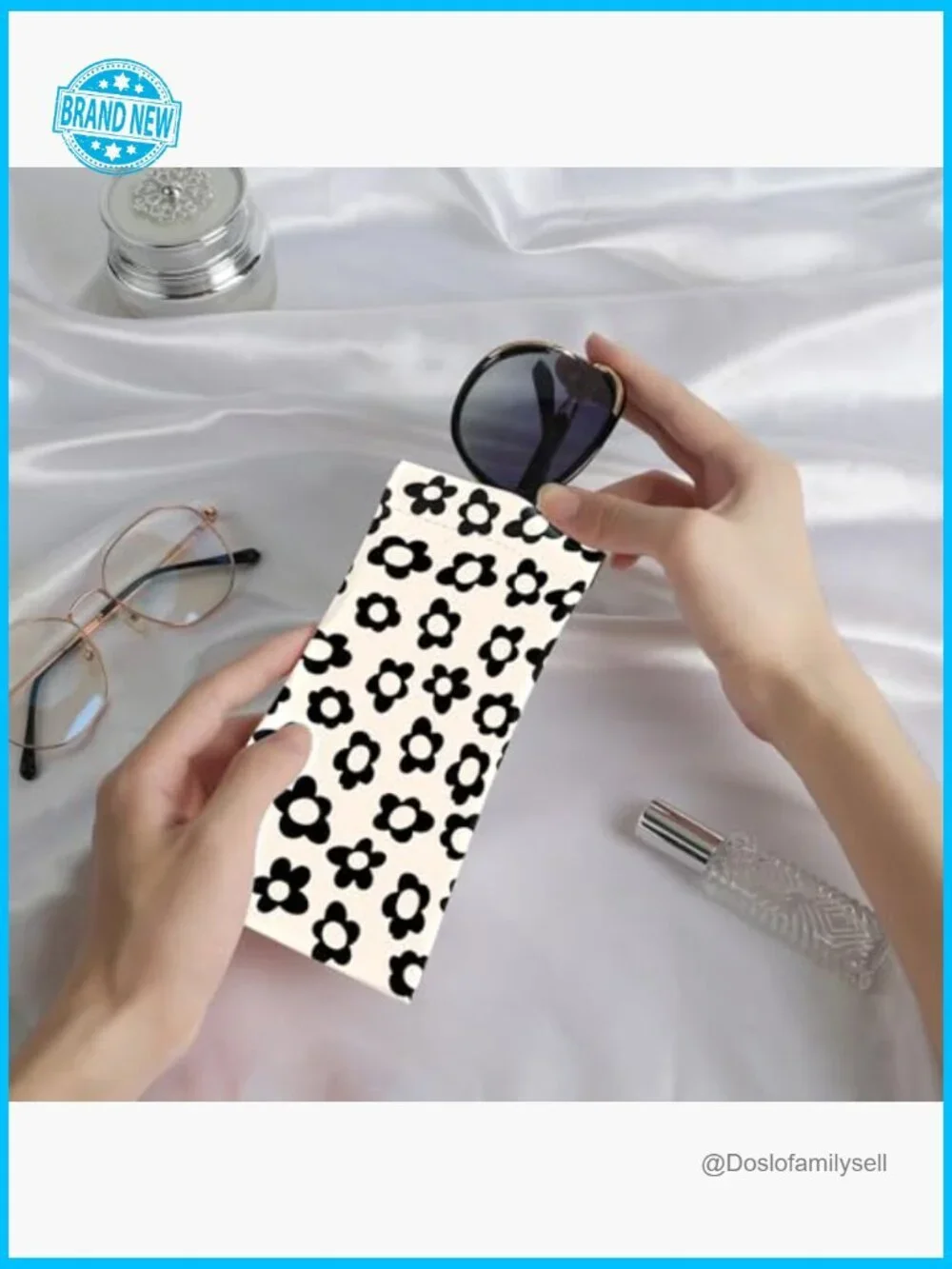 Soft PU Leather Eyeglass Cases with Cleaning Cloth Cute Floral Pattern Pouch